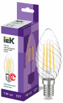 Лампа светодиод 7Вт свеча Е27 4000К 600Лм витая филамент прозр IEK (10/100)