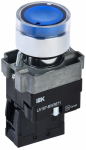 Кнопка LA167-BW3671 d=22мм RC 1з с подсветкой синяя IEK (10/200)