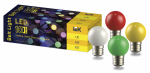 Лампа светодиод 1Вт шар Е27 MIX набор матовая IEK (10шт/упак)