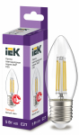 Лампа светодиод 5Вт свеча Е27 3000К 600Лм филамент прозр IEK (10/100)