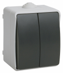 Выключатель 2кл о/у серый IP54 ВС20-2-0-ФСр Форс IEK (1/10/100)