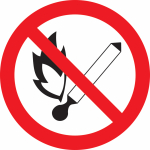Наклейка самоклеющаяся "Запрещается пользоваться открытым огнем и курить" d180мм IEK (1/10)