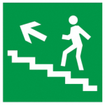 Наклейка самоклеющаяся "Направление к эвакуационному выходу (по лестнице налево вверх)" 150х150мм IE