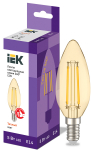 Лампа светодиод 5Вт свеча Е14 2700К 600Лм золото филамент прозр IEK (10/100)