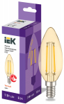 Лампа светодиод 7Вт свеча Е14 2700К 840Лм золото филамент прозр IEK (10/100)