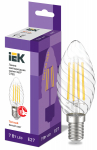 Лампа светодиод 7Вт свеча Е27 3000К 840Лм витая филамент прозр IEK (10/100)